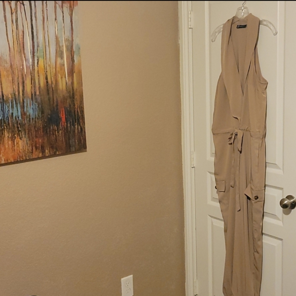 New York & Company NY&C Shawl-Collar Tie Front Jumpsuit Size: XL